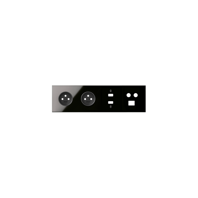 Simon 100 Panel 4-krotny: 2 gniazda + HDMI + USB + TV/SAT+ RJ45 czarny 10020406-138 KONTAKT