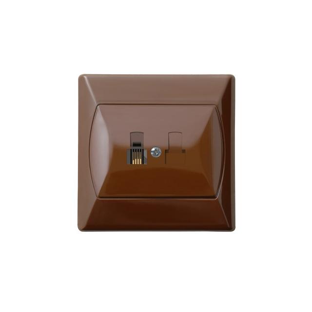 AKCENT Gniazdo telefoniczne pojedyncze - kolor brązowy