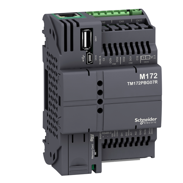 Modicon M172, Sterownik PLC HVAC, 2 DI, 2 AI, 3 DO, Ethernet, CAN, RS485, USB mini A/B, µSD