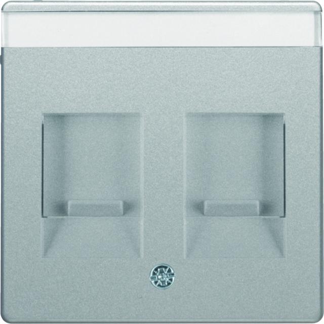 BERKER Q.x Płytka czołowa podwójna zasuwa chroniące przed kurzem pole opisowe aluminium aksamit laki