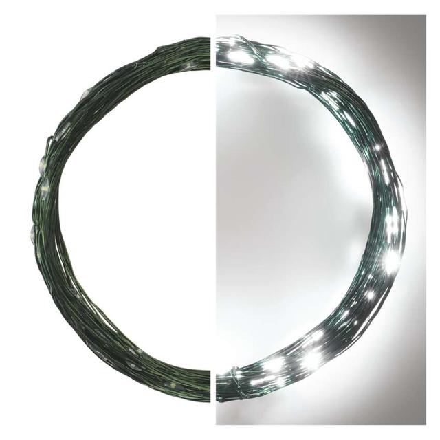 Lampki świateczne nano łezki 75 LED 7,5m zimna biel zielony przewód IP44 timer D3AC04 EMOS