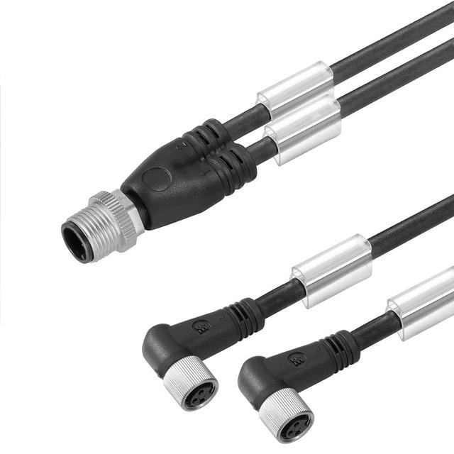 SAIL-ZW-M8BW-3-0.3U Przewód adaptera czujnika-siłownika (zmontowany), Kabel połączeniowy, M12 / M8, 3, 0.3 m, Podwójne okablowanie, pin, prosty, 2x gniazdo, kątowe, czarn /1szt./ 1964300030 WEIDMÜLLER