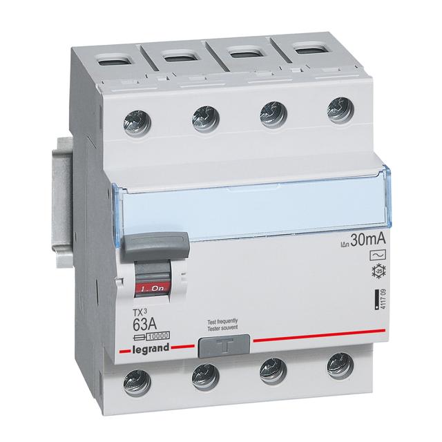 Wyłącznik Różnicowoprądowy 4P 63A 0,03A Typ AC P304 TX3 411709 LEGRAND
