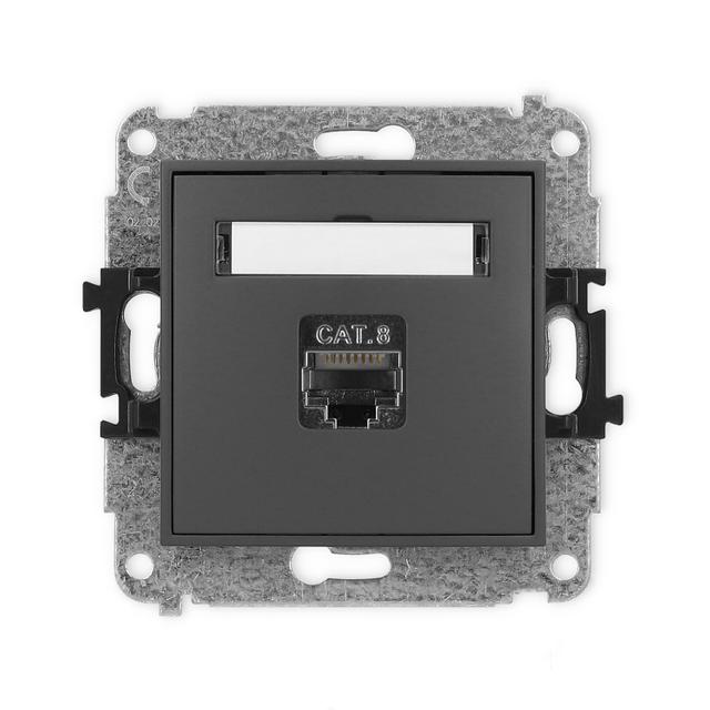 ICON Mechanizm gniazda komputerowego pojedynczego 1xRJ45, kat. 8, ekranowany, 8-stykowy grafitowy ma