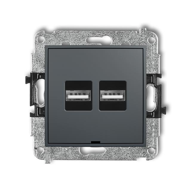 MINI Mechanizm ładowarki USB podwójnej 2xUSB A, 15,5W max., 5V, 3.1A, bez pola opisowego grafitowy m