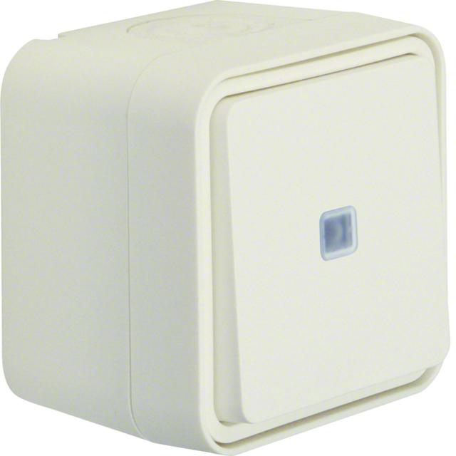 BERKER W.1 Łącznik uniwersalny przyciskowy z podświetleniem kompletny IP55 biały 50763502 HAGER