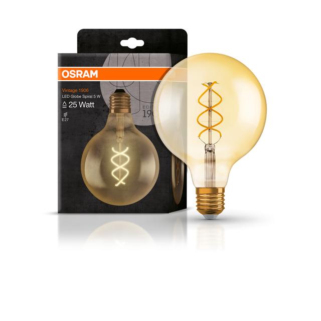 Żarówka LED Vintage 1906 LED CL GLOBE125 FIL GOLD 27 non-dim 5W/820 E27 4058075092136 LEDVANCE