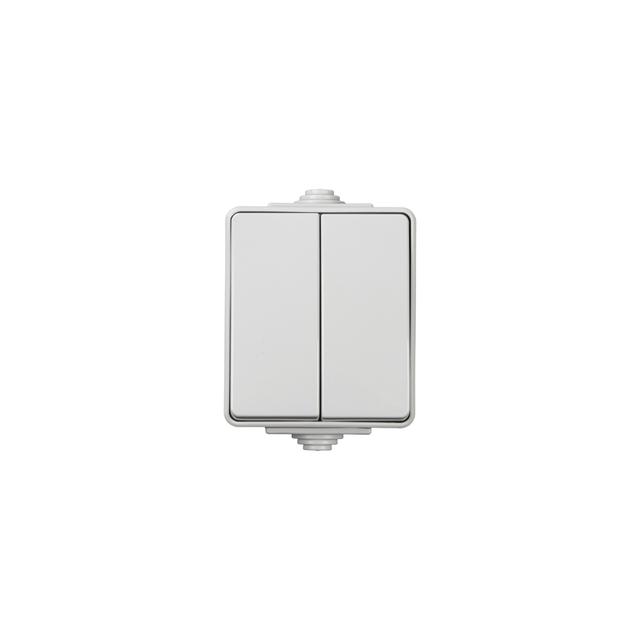 TEKNO IP65GR Łącznik podwójny dwubiegunowy/schodowy - uniwersalny IP65 biały 39221 KANLUX