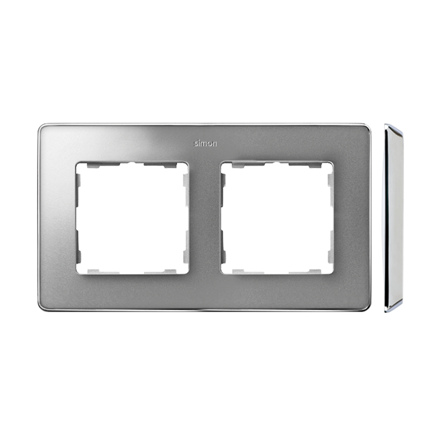 Simon 82 Detail Ramka 2-krotna Detail SELECT-metal ALUMINIUM / podstawa Chrom 8201620-093 KONTAKT