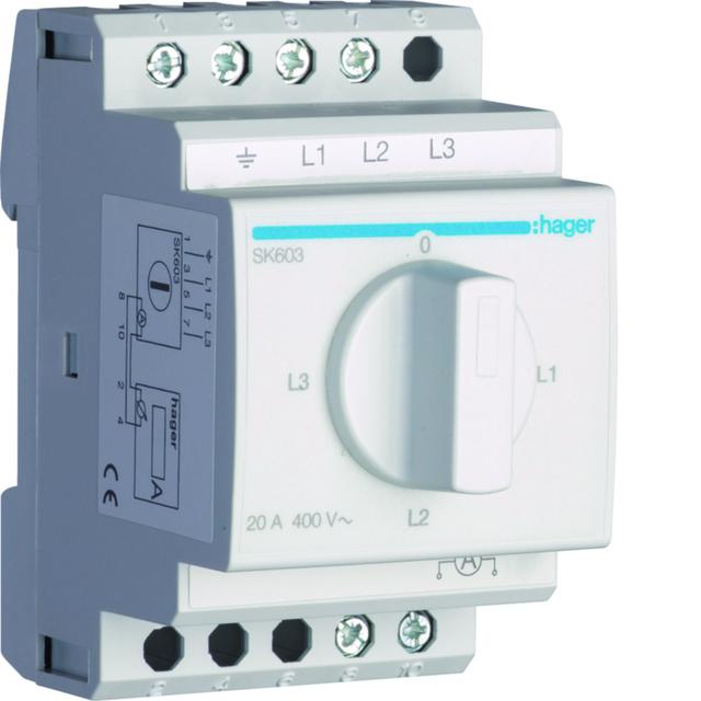 Przełącznik amperomierza 4-pozycyjny 400V 20A SK603 HAGER