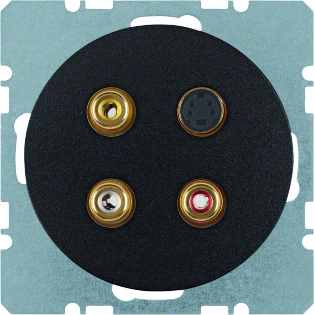BERKER R.1/R.3 Gniazdo 3 x cinch/S-Video czarny 3315322045 HAGER