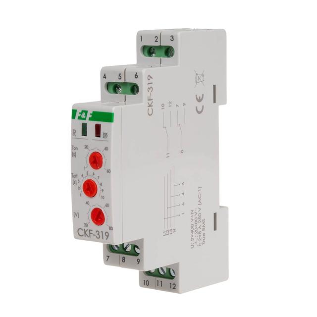 czujnik kolejności zaniku fazy z regulacją czasu zadziałania i powrotu