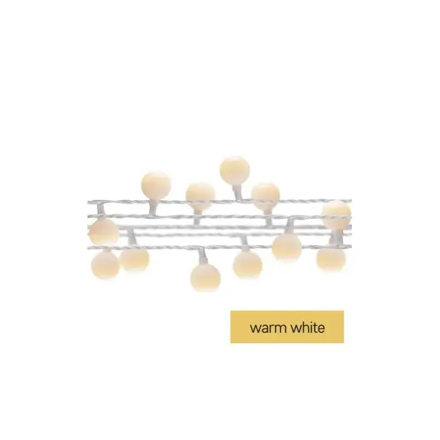 Dekoracje - 40 LED big cherry 4m IP44 ciepła biel, biały przewód, IP44, timer