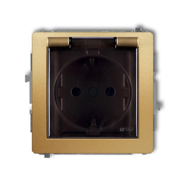 DECO Mechanizm gniazda bryzgoszczelnego z uziemieniem SCHUKO 2P+Z (klapka dymna, przesłony torów prą