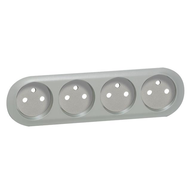 CELIANE - PLAKIETKA GNIAZDA 4 X 2P+Z ZESPOLONEGO TYTANOWY, Legrand