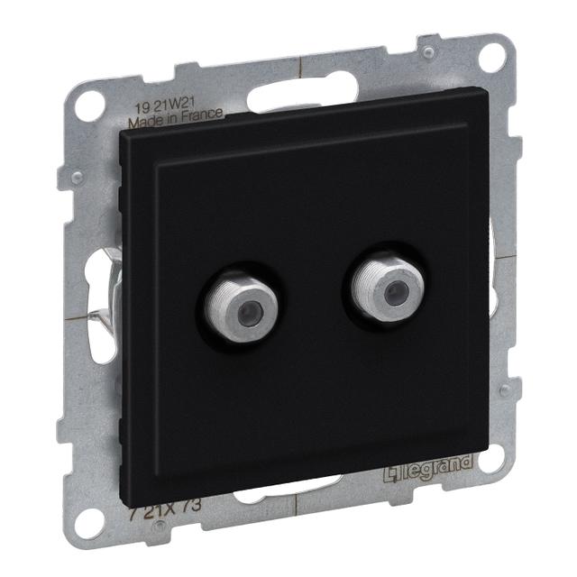 SUNO - Gniazdo SAT 2X typ  F  końcowe - podwójne - 1.5 dB, Czarny, Legrand