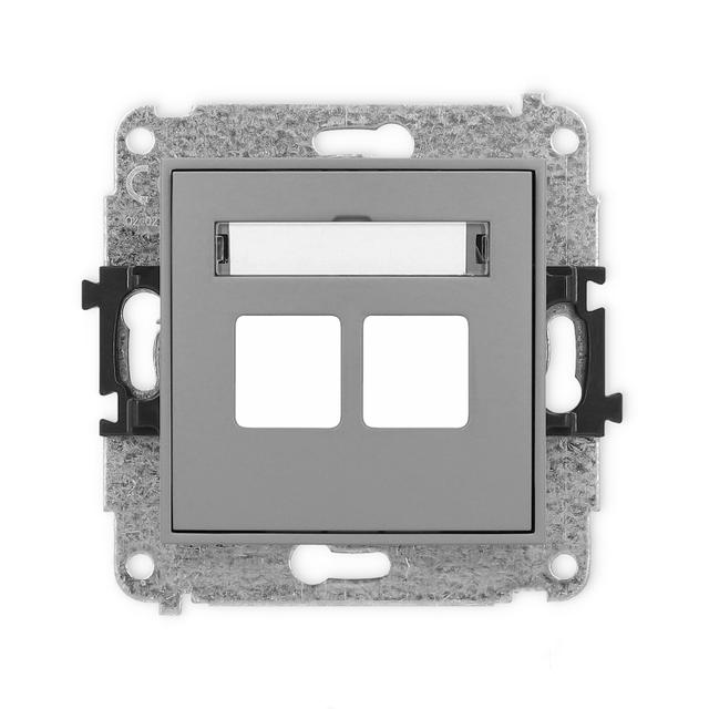 ICON Gniazdo antenowe multimedialne podwójne bez modułu (standard Keystone) szary mat 27IGM-2P KARLIK