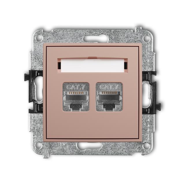 ICON Mechanizm gniazda komputerowego podwójnego 2xRJ45, kat. 7, ekranowany, 8-stykowy łososiowy