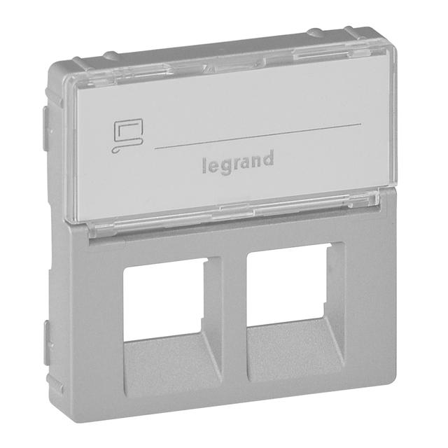 VALENA LIFE PLAKIETKA Z ETYKIETĄ GNIAZDA 2 x RJ 45 ALUMINIUM, Legrand