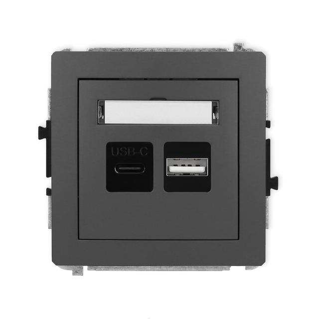 DECO Ładowarka USB podwójna USB C + USB A, 20W max. grafitowy mat 28DCUSB-8 KARLIK