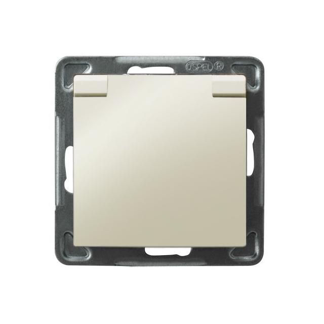 IMPRESJA Gniazdo bryzgoszczelne z uziemieniem IP-44 wieczko w kolorze wyrobu - kolor ecru