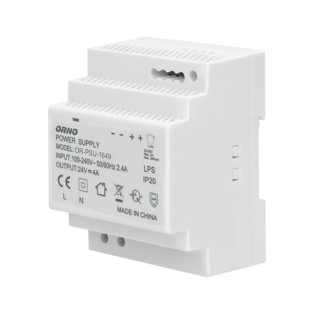 Zasilacz na szynę DIN 24VDC 4A 100W szerokość 4 moduły OR-PSU-1649 ORNO