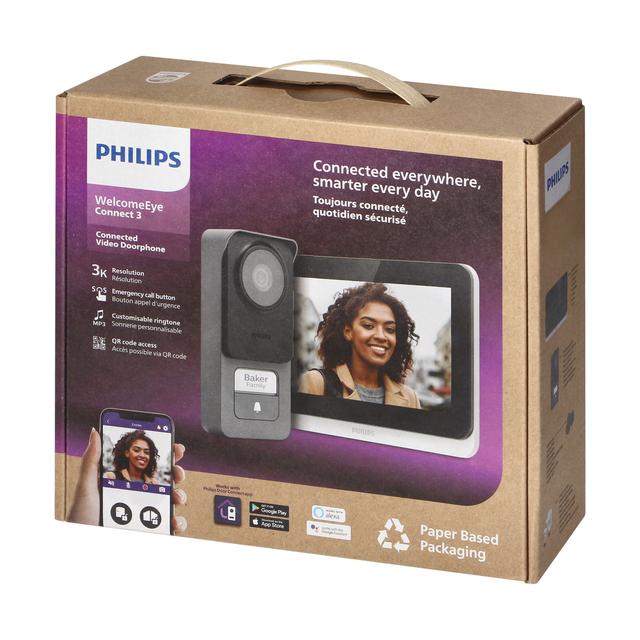 Philips WelcomeEye Connect 3, zestaw wideodomofonowy, bezsłuchawkowy, monitor dotykowy 7" LCD, Wi-Fi