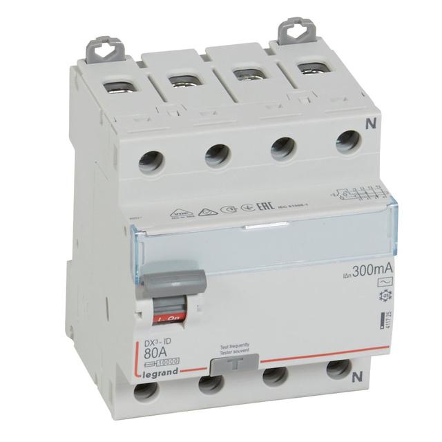 Wyłącznik Różnicowoprądowy 4P 80A 0,3A Typ AC P304 DX3 411725 LEGRAND