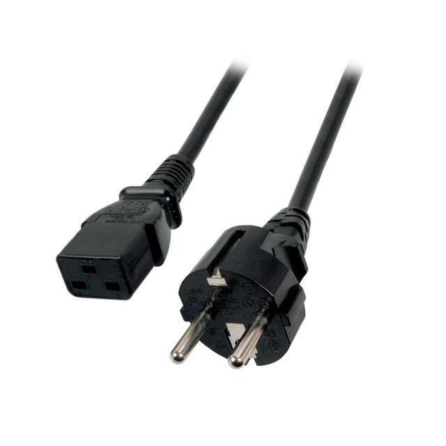 Kabel zasilający Schuko 180° - C19 180° 3m czarny