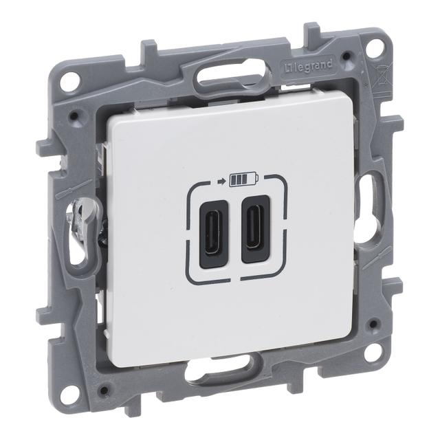 NILOE SELECTION - GNIAZDO 2 X USB TYP C+C - 3 A PERŁA, Legrand