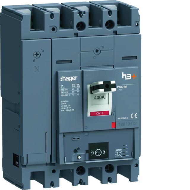MCCB Wyłącznik mocy h3+ P630 Energy 4x400A 50kA HMW401NR HAGER