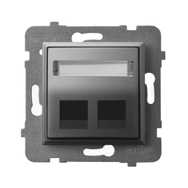 ARIA Obudowa gniazda podwójnego typu Keystone skośna - kolor szary mat