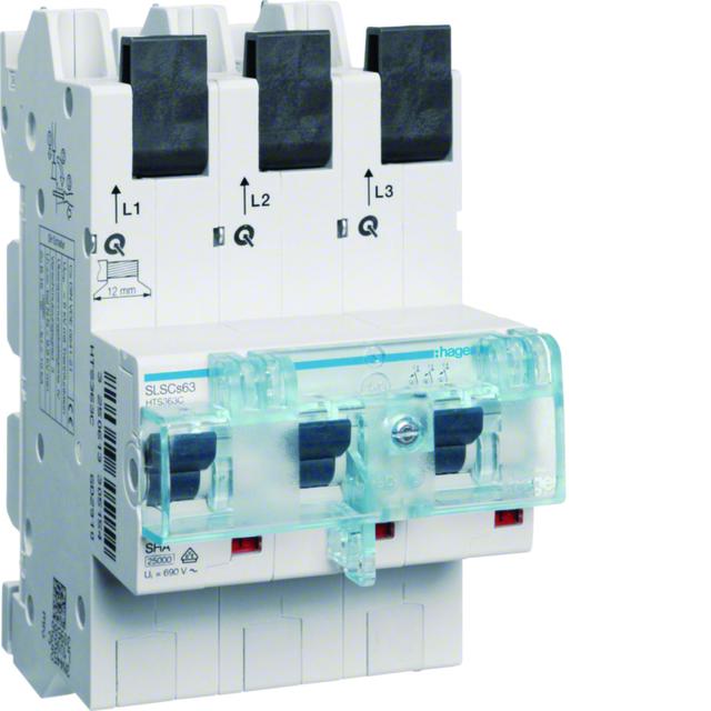 MCB SLS Wyłącznik nadprądowy selektywny 3P Cs 63 A szyny Cu 40-12x5/10mm HTS363C HAGER