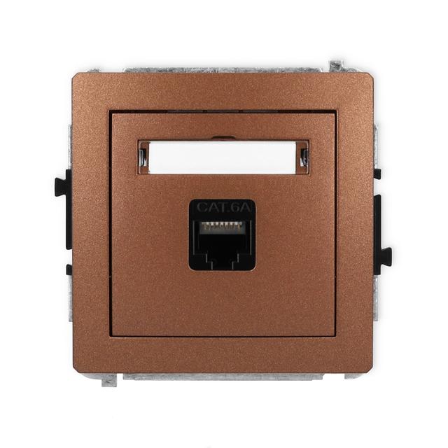 DECO Mechanizm gniazda komputerowego pojedynczego 1xRJ45, kat. 6A, 8-stykowy brązowy metalik