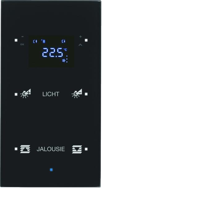 BERKER KNX TS Sensor dotykowy podwójny z regulatorem temperatury konfigurowalny szkło czarny 75642135 HAGER