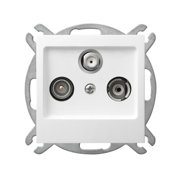 AS Gniazdo RTV-SAT przelotowe - kolor biały