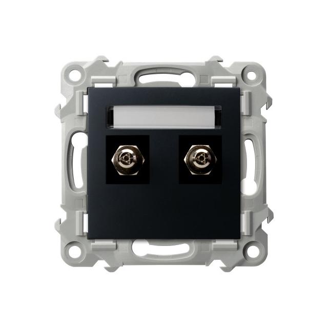 SZAFIR Gniazdo ekwipotencjalne podwójne - kolor czarny metalik