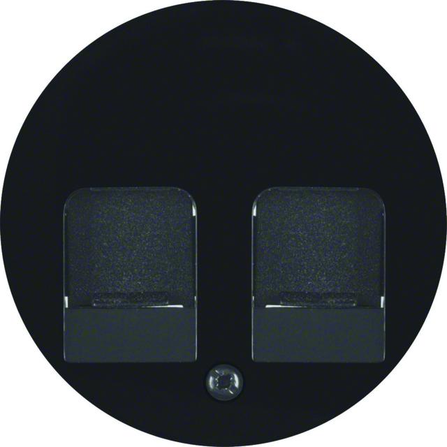 BERKER R.1/R.3 Płytka czołowa zasuwa chroniące przed kurzem pole opisowe czarny 11812045 HAGER