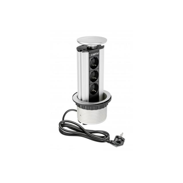 BIURKOWY ROZGAŁĘZIACZ WPUSZCZANY, 3X SCHUCKO (SREBRNY)