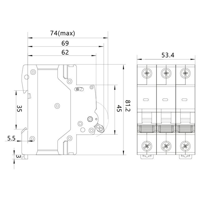 Wyłącznik nadprądowy 6kA 3P B32A OCB/B32/3P 87.640 OPATÓWEK