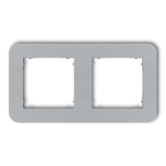 MINI Ramka uniwersalna podwójna zaokrąglona z tworzywa srebrny metalik