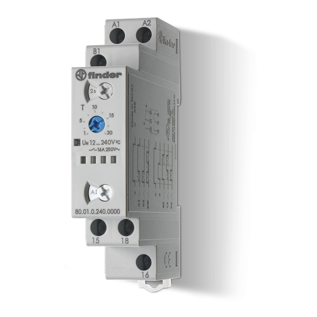 Przekaźnik czasowy modułowy serii 80: 1P 16A 12…240V AC/DC 80.01.0.240.0000 /5szt./ FINDER