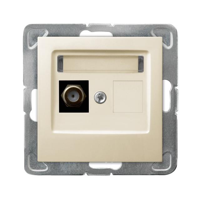 IMPRESJA Gniazdo antenowe typu F pojedyncze - kolor ecru