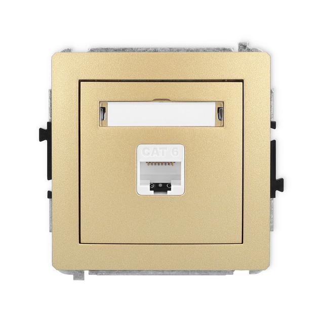 DECO Mechanizm gniazda komputerowego pojedynczego 1xRJ45, kat. 6, 8-stykowy złoty