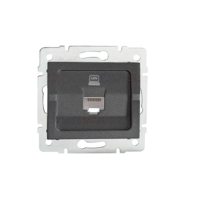 LOGI Gniazdo komputerowe pojedyncze (RJ45Cat 6 Jack) Grafit 021400041 25286 KANLUX