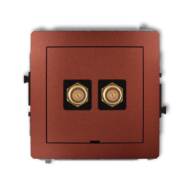 DECO Mechanizm gniazda antenowego podwójnego typu F (SAT) pozłacany, bez pola opisowego brązowy meta