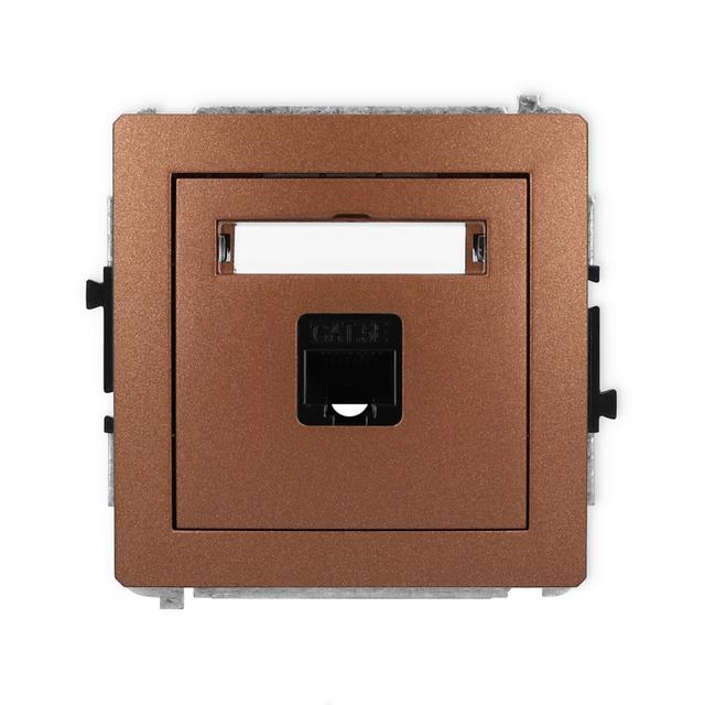 DECO Mechanizm gniazda komputerowego pojedynczego 1xRJ45, kat. 5e, 8-stykowy brązowy metalik