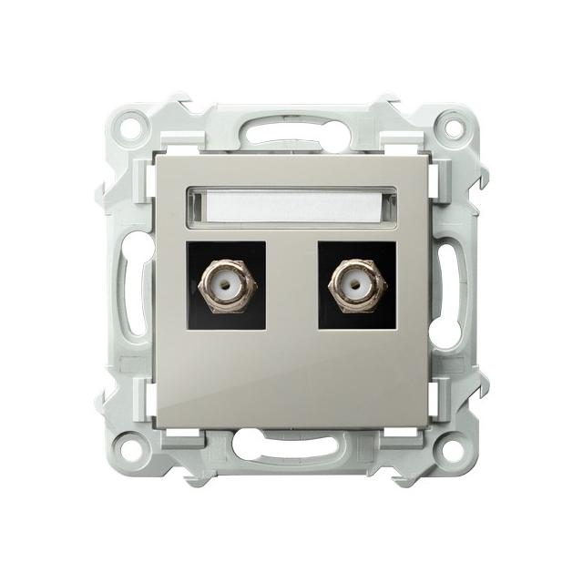 SZAFIR Gniazdo antenowe typu F podwójne - kolor kaszmirowy beż