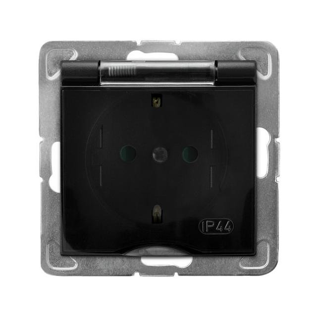 IMPRESJA Gniazdo bryzgoszczelne z uziemieniem schuko IP-44 z przesłonami torów prądowych wieczko prz