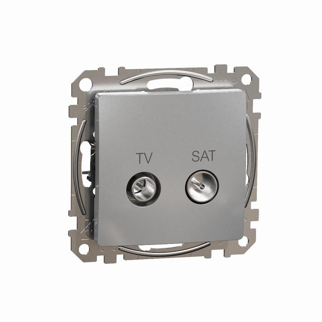Sedna Design & Elements Gniazdo antenowe TV-SAT przelotowe 7dB srebrne aluminium SDD113474S Schneider